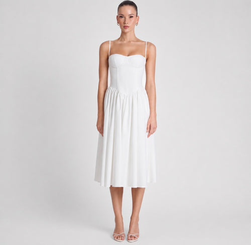 White  Glow Midi Dress