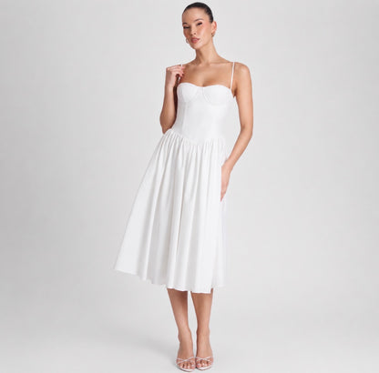 White  Glow Midi Dress